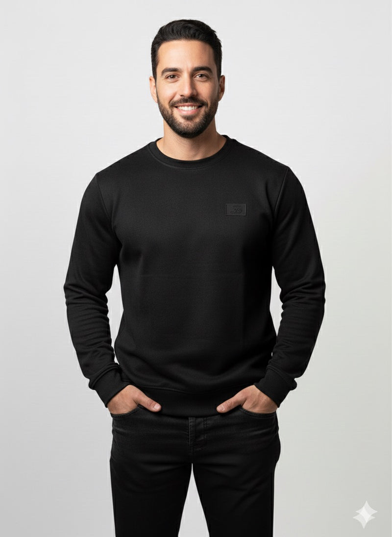 Classic Crew Neck Black Sweatshirt for Men