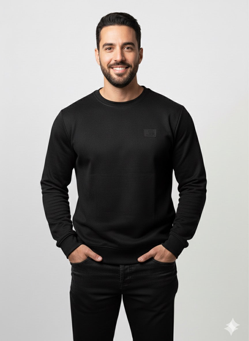 Classic Crew Neck Black Sweatshirt for Men