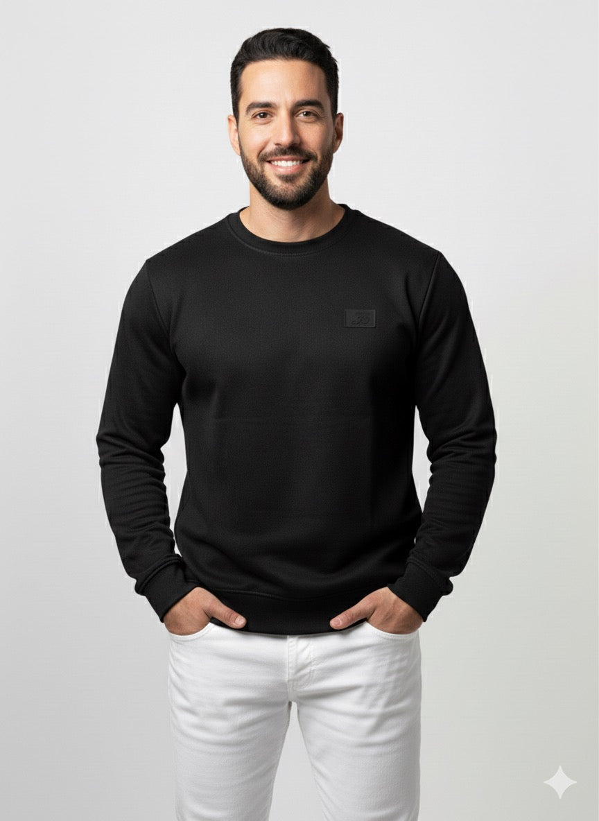 Classic Crew Neck Black Sweatshirt for Men