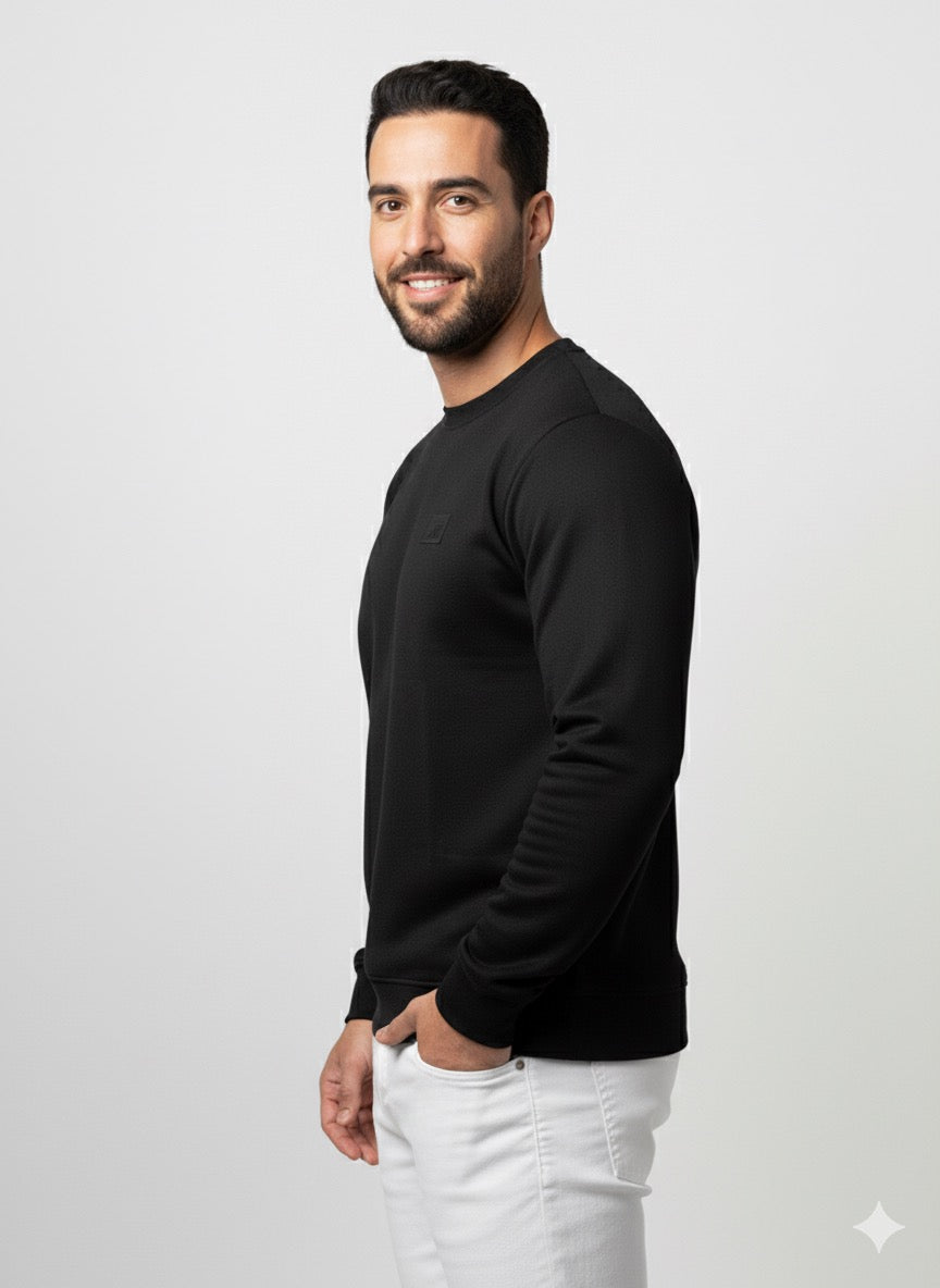 Classic Crew Neck Black Sweatshirt for Men