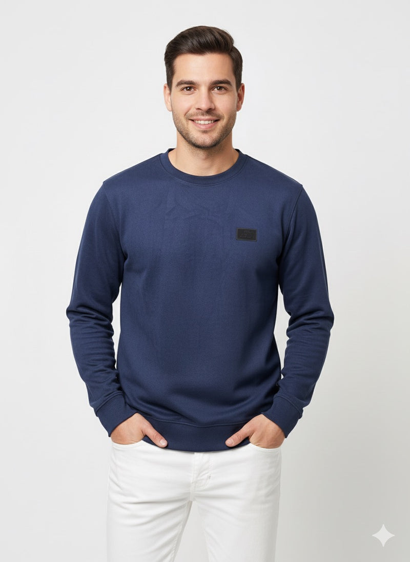 Classic Crew Neck Navy Sweatshirt for Men