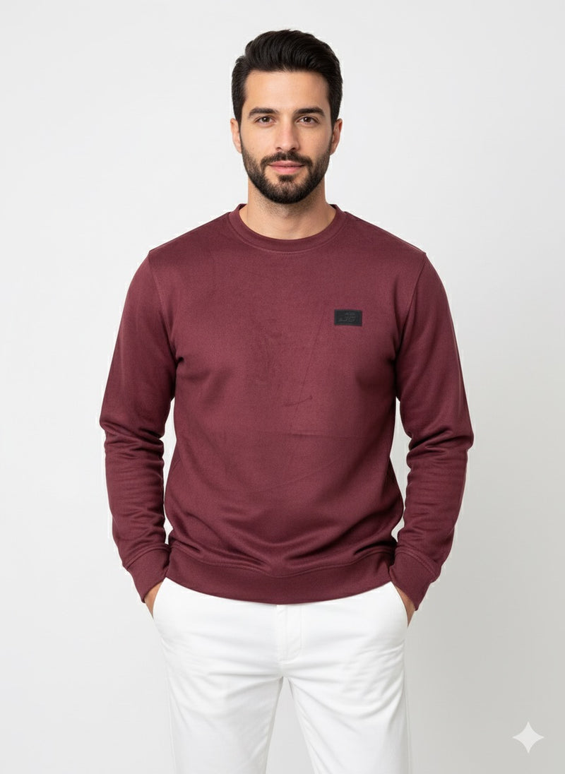 Classic Crew Neck Maroon Sweatshirt for Men