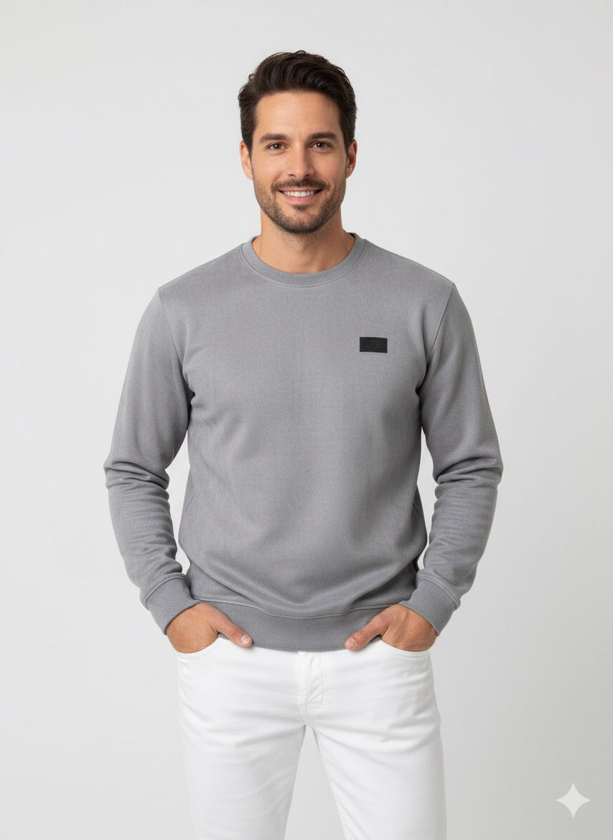 Classic Crew Neck Grey Sweatshirt for Men