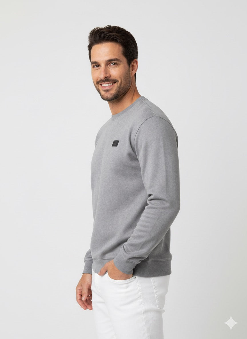 Classic Crew Neck Grey Sweatshirt for Men